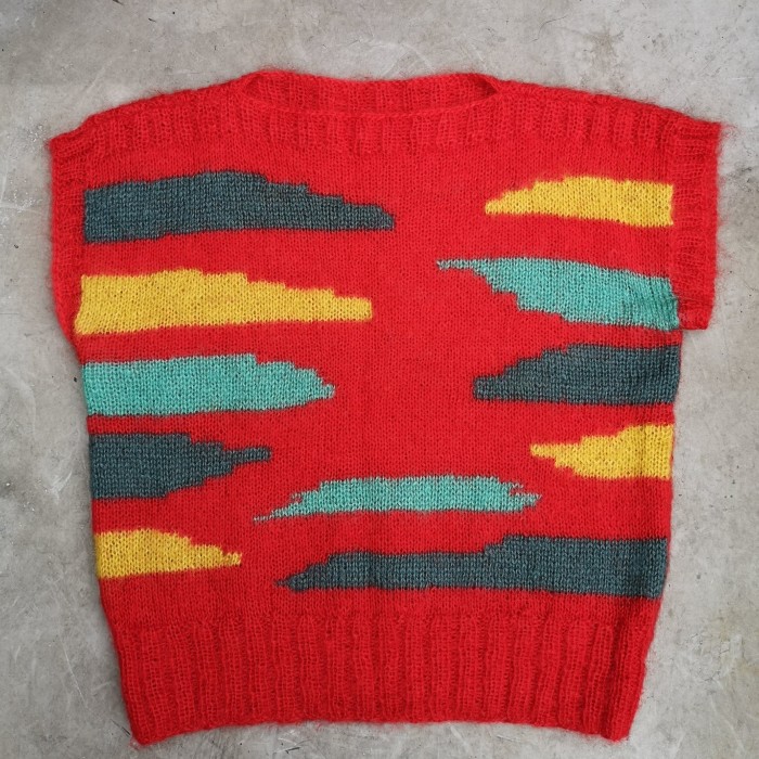 mohair knit vest : psychedelic clouds | Vintage.City 빈티지숍, 빈티지 코디 정보