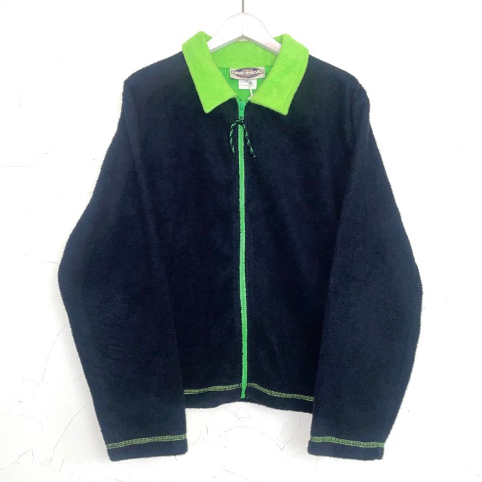 Black neon green fleece full zip JKT | Vintage.City Vintage Shops, Vintage Fashion Trends