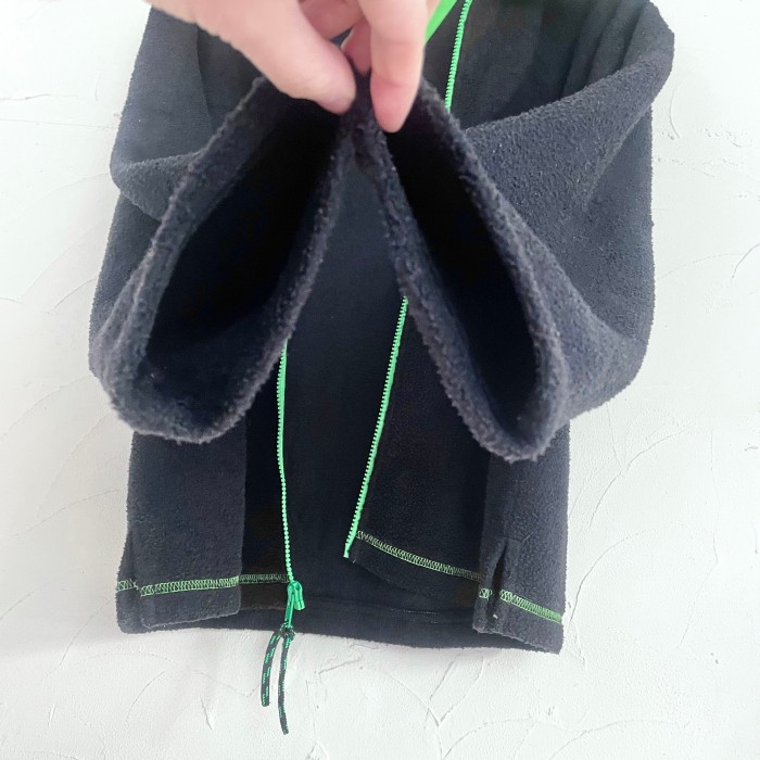 Black neon green fleece full zip JKT | Vintage.City 빈티지숍, 빈티지 코디 정보