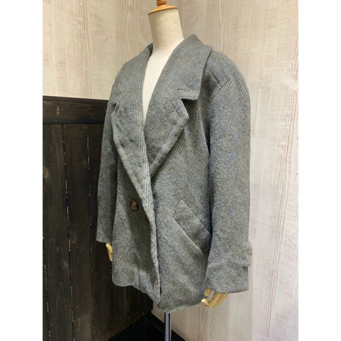 60s ビンテージ ダブルブレスト ウール モヘア ストライプ ハーフ コート | Vintage.City 古着屋、古着コーデ情報を発信