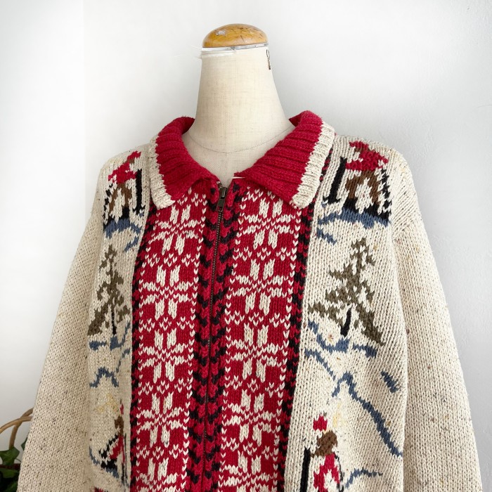 skier design knit cardigan | Vintage.City 古着屋、古着コーデ情報を発信