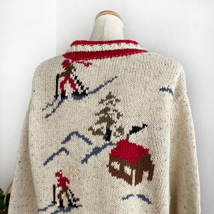 skier design knit cardigan | Vintage.City 古着屋、古着コーデ情報を発信