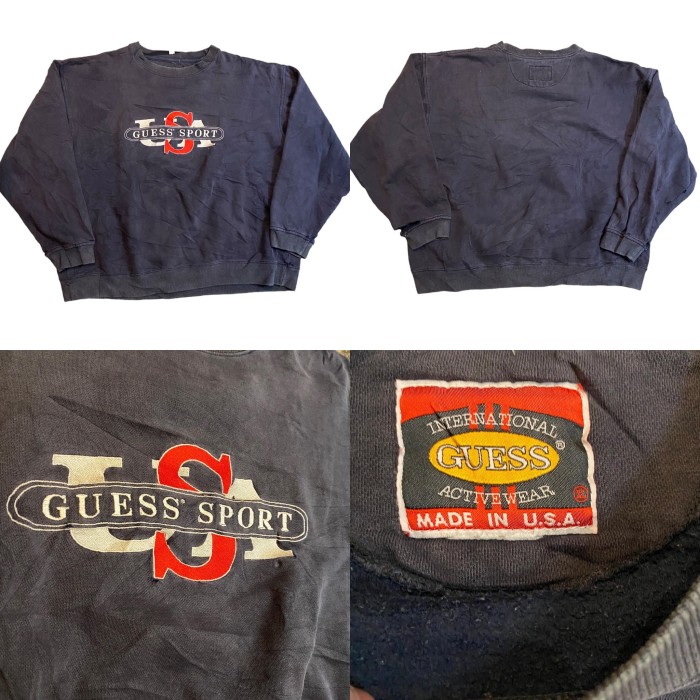 ビンテージ 90年代 ゲス ロゴ刺繍 スウェット XL ネイビー | Vintage.City 빈티지숍, 빈티지 코디 정보