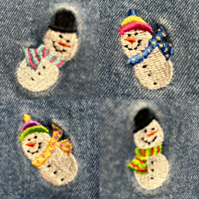 92)雪だるま刺繍デニムパンツ | Vintage.City 古着屋、古着コーデ情報を発信
