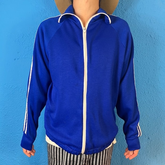 80-90s Double Line Blue Track Jacket | Vintage.City 빈티지숍, 빈티지 코디 정보