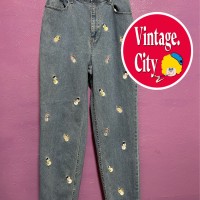 92)雪だるま刺繍デニムパンツ | Vintage.City ヴィンテージ 古着