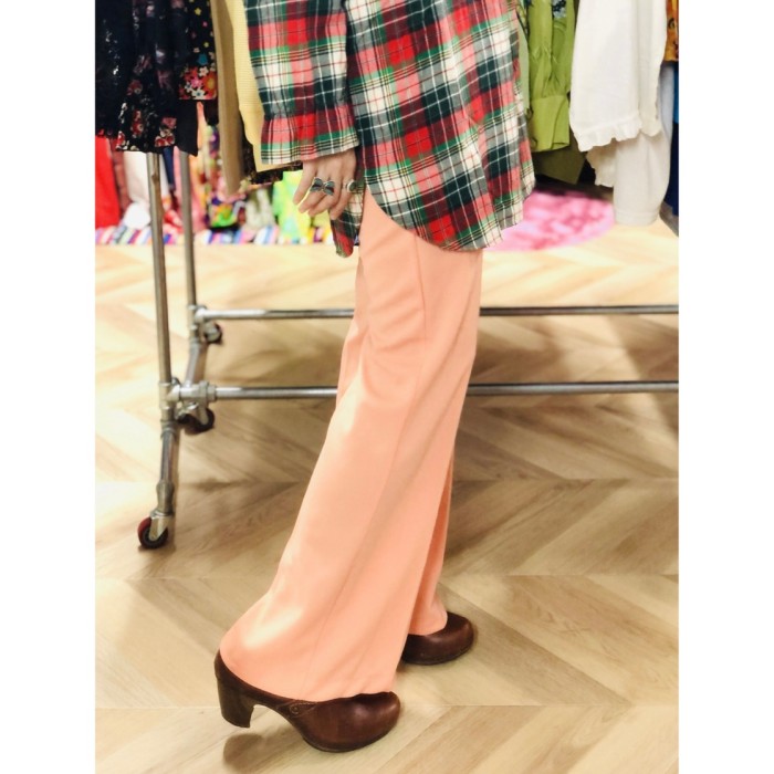 70s Peach color polyester pants | Vintage.City 古着屋、古着コーデ情報を発信