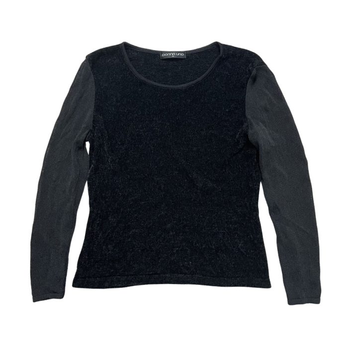 Donna Uno See-through Sleeves Tee Black | Vintage.City 빈티지숍, 빈티지 코디 정보