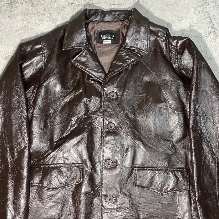 patchwork design leather jacket | Vintage.City 古着屋、古着コーデ情報を発信