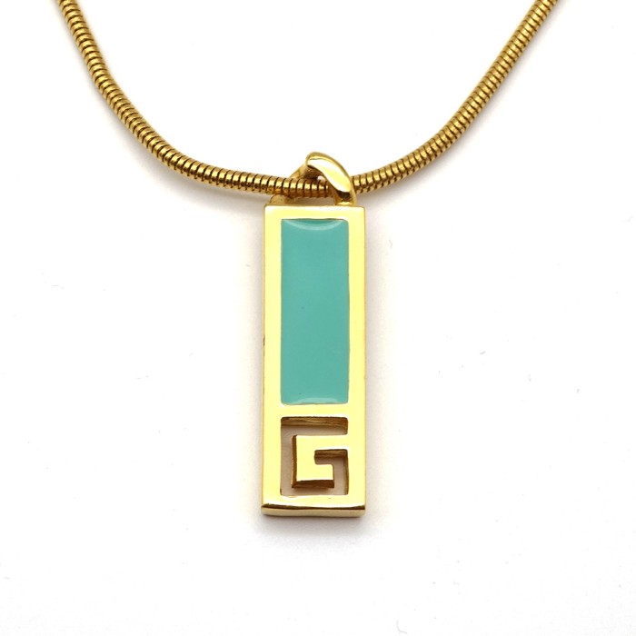 GIVENCHY Light Green Enamel Necklace | Vintage.City 빈티지숍, 빈티지 코디 정보