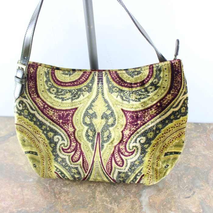 ETRO PAISLEY PATTERNED VELOUR SHOULDER BAG MADE IN ITALY/エトロペイズリー柄ベロアセミショルダーバッグ | Vintage.City 빈티지숍, 빈티지 코디 정보