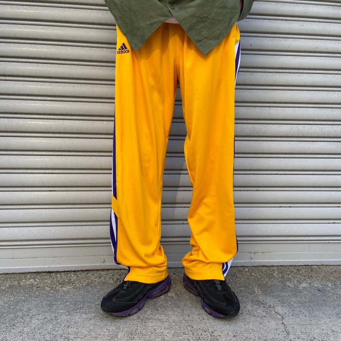 XL 00s adidas vtg ジャージ パンツ 青 黄色 トラックパンツ