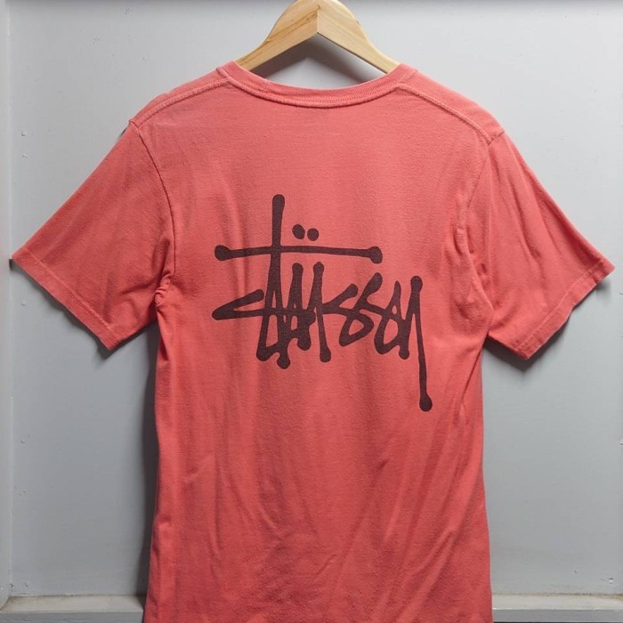 STUSSY ストックロゴ 両面 プリント Tシャツ アプリコット S 半袖 | Vintage.City 古着屋、古着コーデ情報を発信