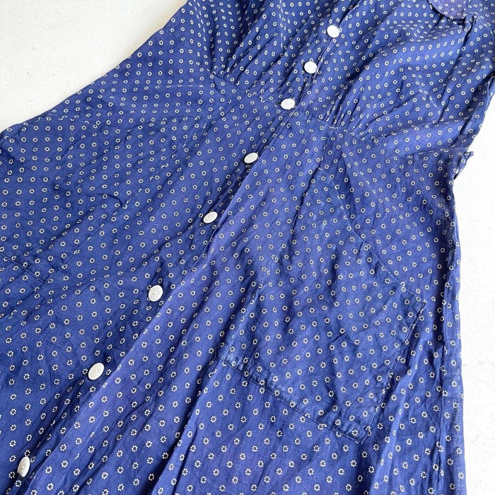 1950s Small Flower Pattern Open collar Shirt Onepiece | Vintage.City 古着屋、古着コーデ情報を発信