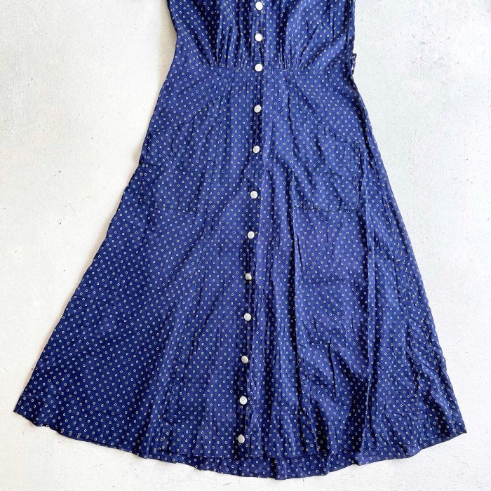 1950s Small Flower Pattern Open collar Shirt Onepiece | Vintage.City 빈티지숍, 빈티지 코디 정보