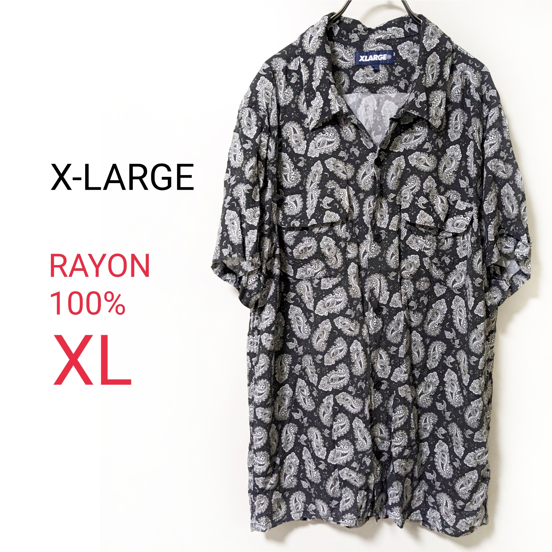 美品！XLサイズ X-LARGE レーヨン オープンカラーシャツ ペイズリー柄