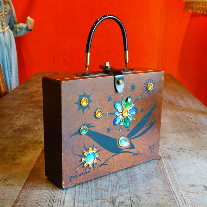 60s Enid Collins bird × flower wood box bag | Vintage.City 빈티지숍, 빈티지 코디 정보