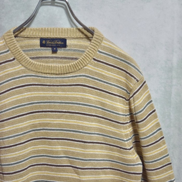 " brooks brothers " multi border linen knit cutsewn | Vintage.City 古着屋、古着コーデ情報を発信