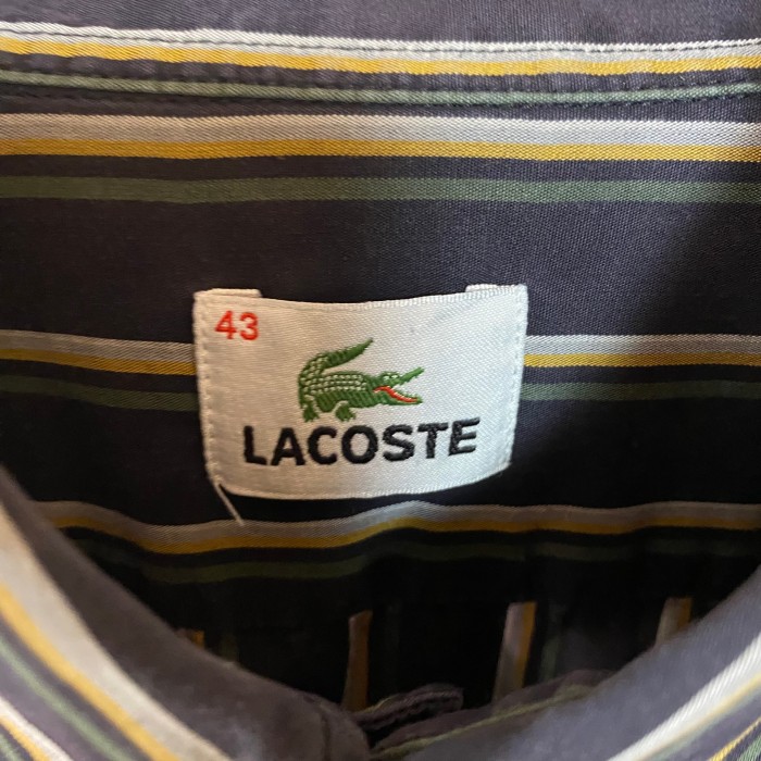 LACOSTE ラコステ　ストライプシャツ　ゆったりサイズ　刺繍ロゴ　古着 | Vintage.City 古着屋、古着コーデ情報を発信