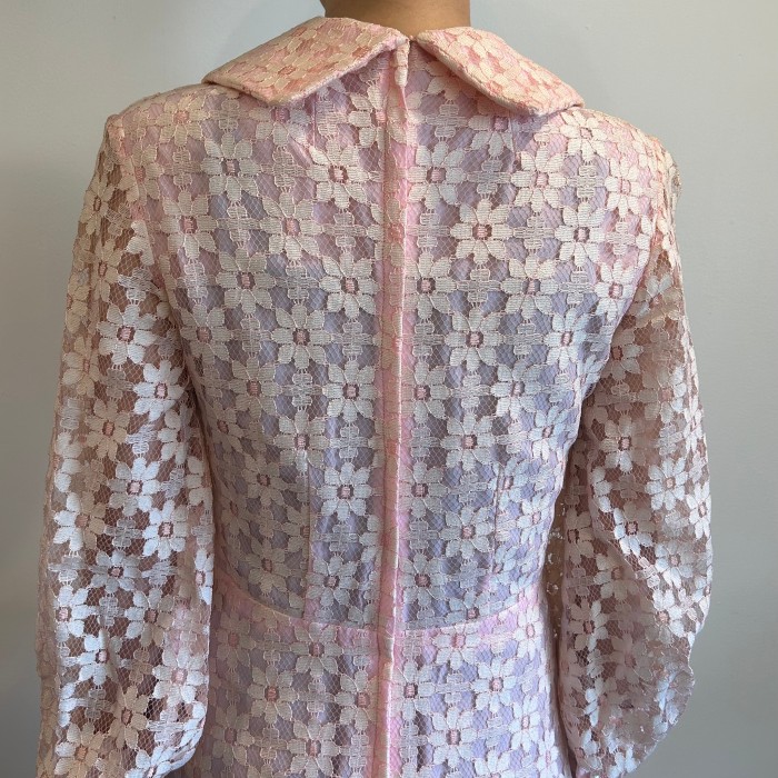 70’s ヴィンテージ ピンク レース ロング ドレス | Vintage.City 古着屋、古着コーデ情報を発信