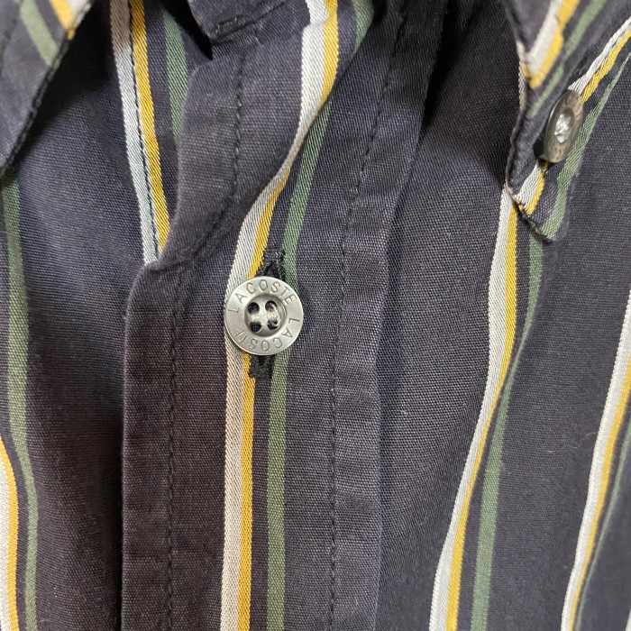 LACOSTE ラコステ　ストライプシャツ　ゆったりサイズ　刺繍ロゴ　古着 | Vintage.City 빈티지숍, 빈티지 코디 정보