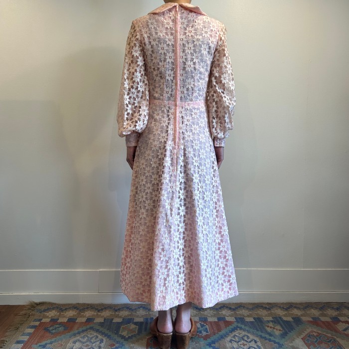70’s ヴィンテージ ピンク レース ロング ドレス | Vintage.City 古着屋、古着コーデ情報を発信