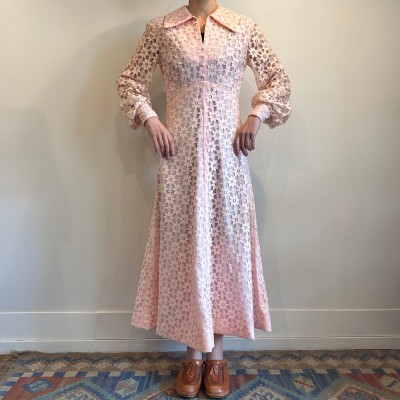 70’s ヴィンテージ ピンク レース ロング ドレス | Vintage.City 빈티지숍, 빈티지 코디 정보