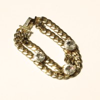 80s Vintage gold tone chain × Rhinestone bracelet | Vintage.City 古着屋、古着コーデ情報を発信