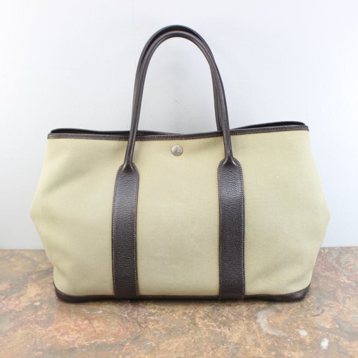 HERMES CANVAS LEATHER TOTE BAG MADE IN FRANCE/エルメスガーデンパーティーキャンバスレザートートバッグ | Vintage.City 古着屋、古着コーデ情報を発信