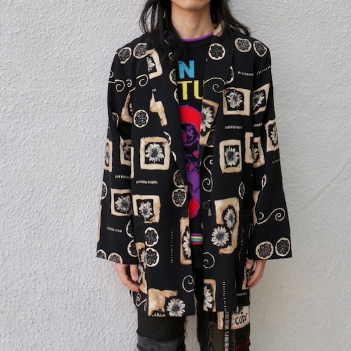 【"90's KENSINGTON SQUARE" artistic pattern 2X oversized tailored jacket 】 | Vintage.City 빈티지숍, 빈티지 코디 정보