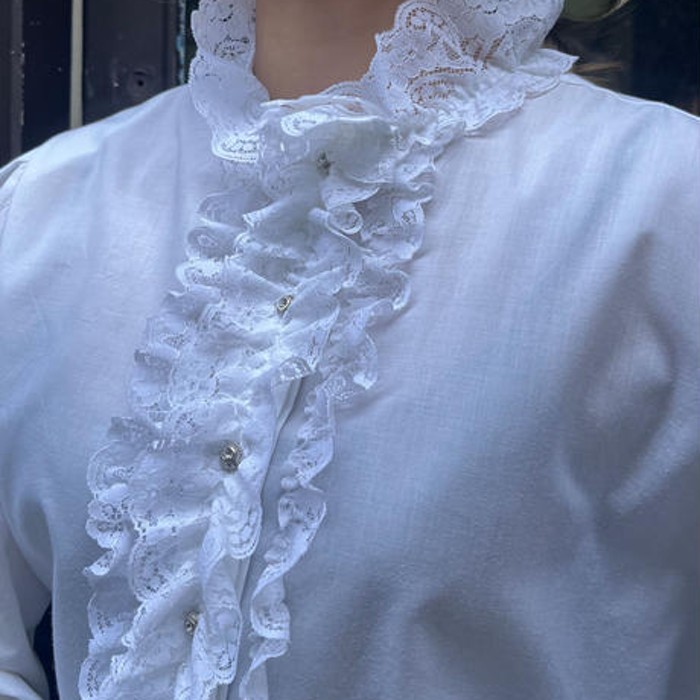 lace stand collar blouse | Vintage.City 古着屋、古着コーデ情報を発信
