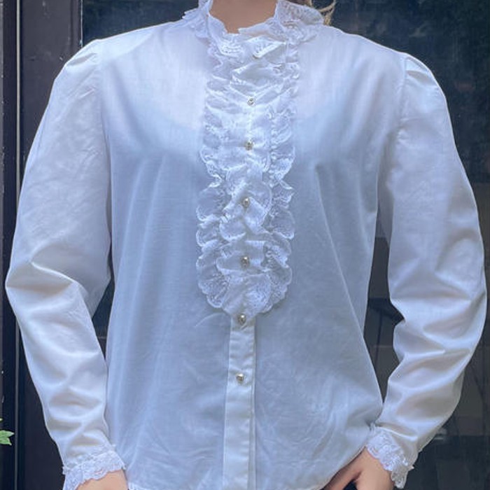 lace stand collar blouse | Vintage.City 古着屋、古着コーデ情報を発信