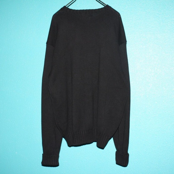 90s Ralph Lauren One Point Cotton Knit "Black" | Vintage.City 古着屋、古着コーデ情報を発信