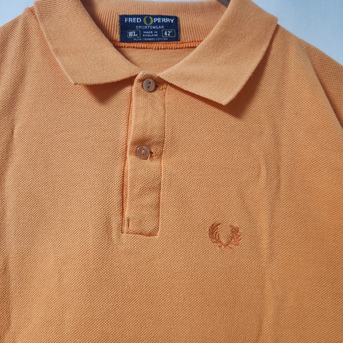 80s FRED PERRY　フレッドペリー　イングランド製　ポロシャツ　半袖　鹿の子　オレンジ　ヴィンテージ　L相当 | Vintage.City 古着屋、古着コーデ情報を発信