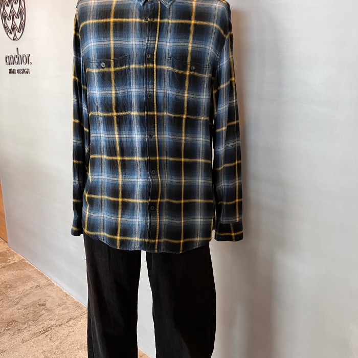 H&M チェックシャツ 紺×黄 Mサイズ | Vintage.City 古着屋、古着コーデ情報を発信