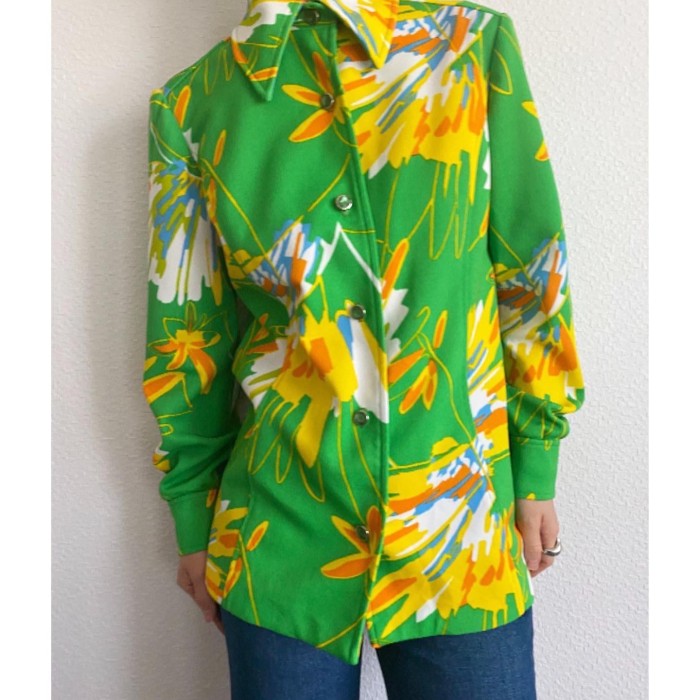 70s〜 Polyester shirts袖丈長袖