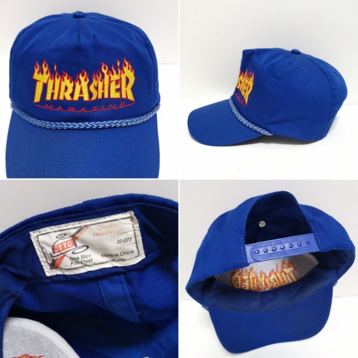 90s スラッシャー THRASHER キャップ FLAME CAP USA 青 | Vintage.City 빈티지숍, 빈티지 코디 정보