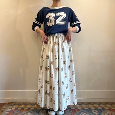 ネコ柄 マキシ丈 ギャザースカート オリジナル | Vintage.City 빈티지숍, 빈티지 코디 정보