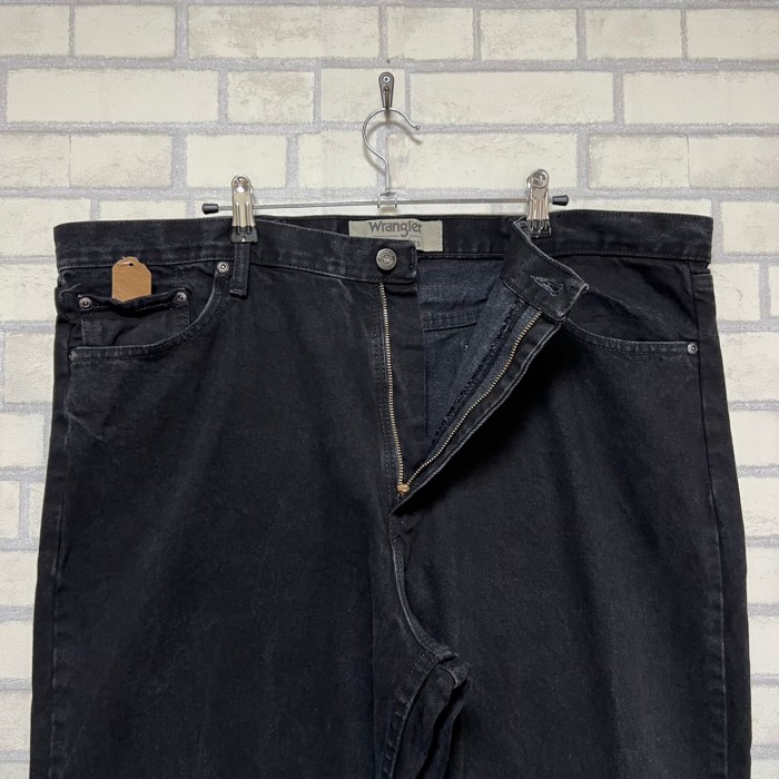 【W40×L32】wrangler   ブラックデニムパンツ　コットン100%   革パッチ | Vintage.City 古着屋、古着コーデ情報を発信