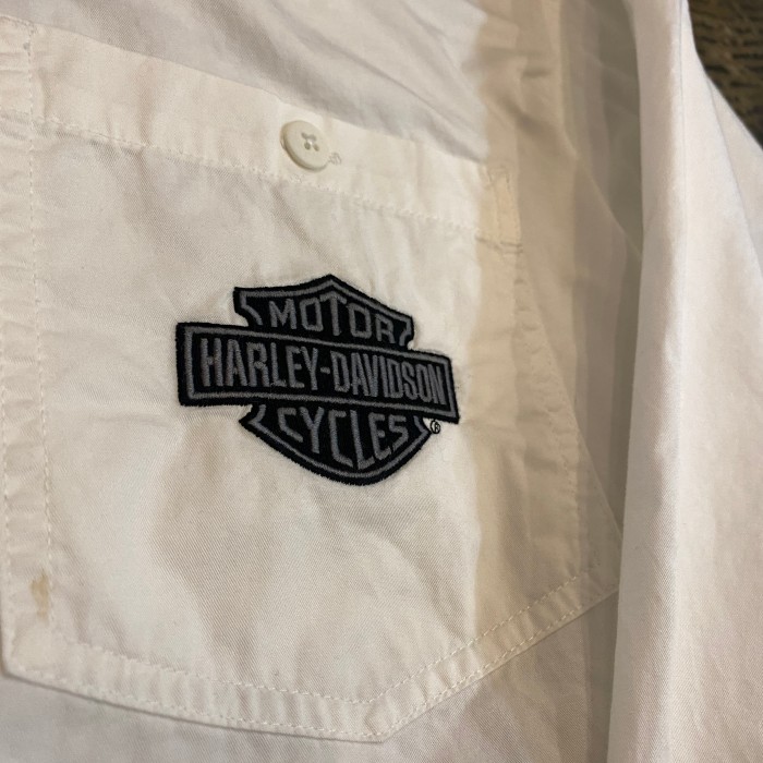 USED 08 ハーレーダビットソン ロゴ刺繍 シャツ XL ホワイト | Vintage.City 빈티지숍, 빈티지 코디 정보