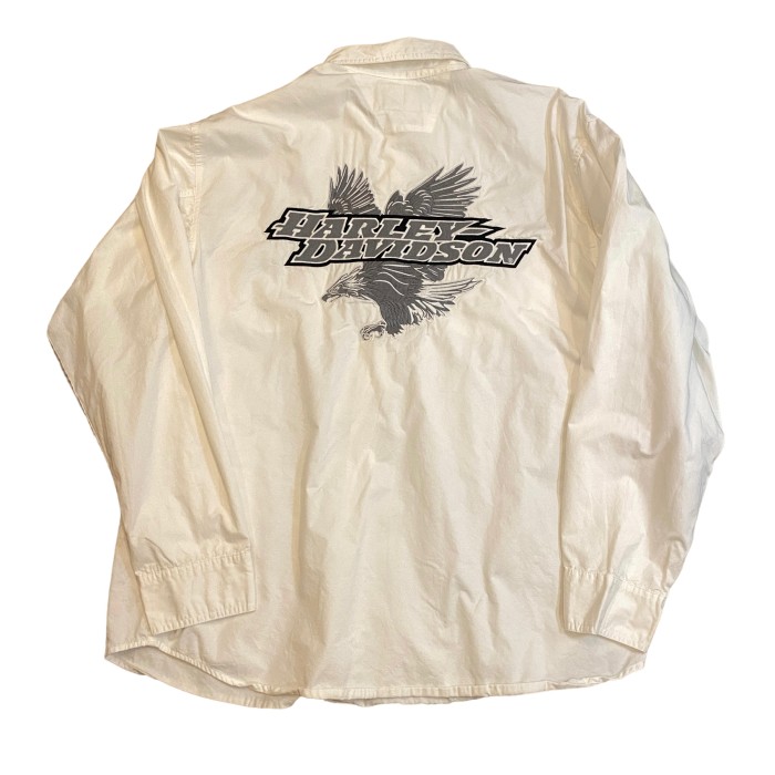 USED 08 ハーレーダビットソン ロゴ刺繍 シャツ XL ホワイト | Vintage.City 빈티지숍, 빈티지 코디 정보