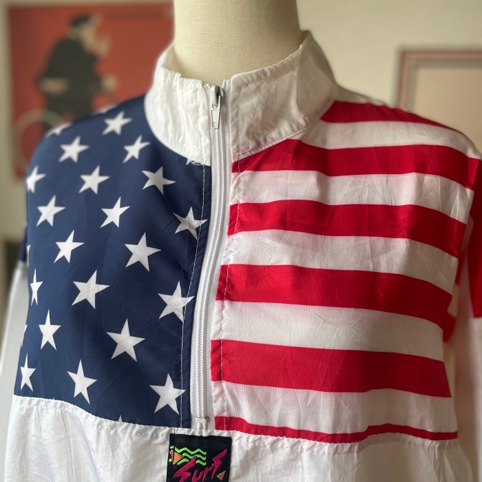 90s Surf Style 星条旗柄 ハーフジップ ナイロンジャケット USA製 | Vintage.City 古着屋、古着コーデ情報を発信