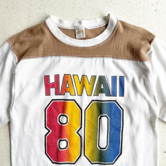 1980s Sportswear Football Tee "HAWAII 80"MADE IN USA 【M】 | Vintage.City 빈티지숍, 빈티지 코디 정보
