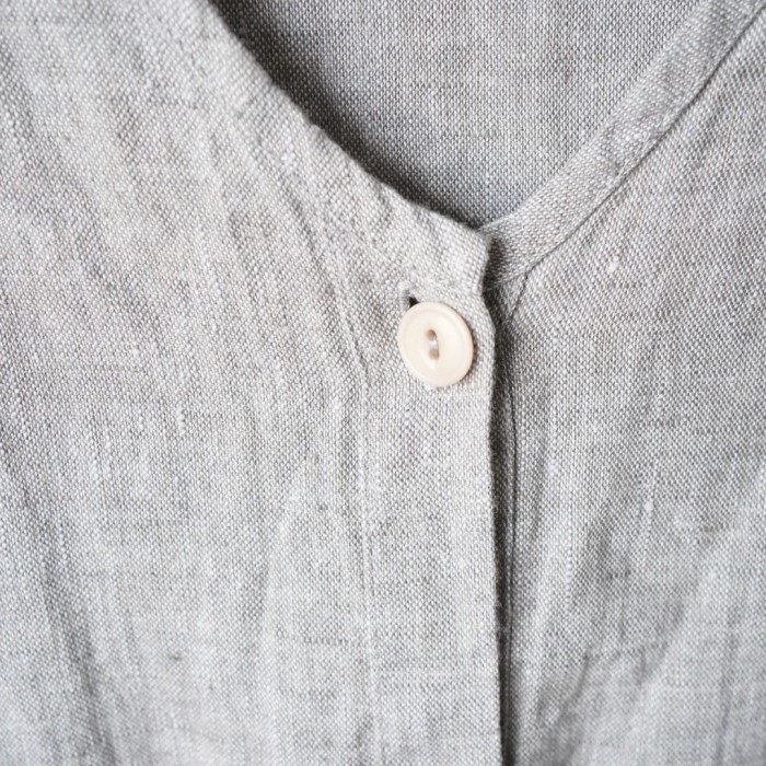 FLAX / Gray color Linen Shirt / グレーカラー フラックスグレーカラー リネンシャツ | Vintage.City 古着屋、古着コーデ情報を発信