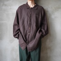 FLAX / Brown Color Linen Shirt / フラックス ブラウンカラー リネンシャツ | Vintage.City 빈티지숍, 빈티지 코디 정보