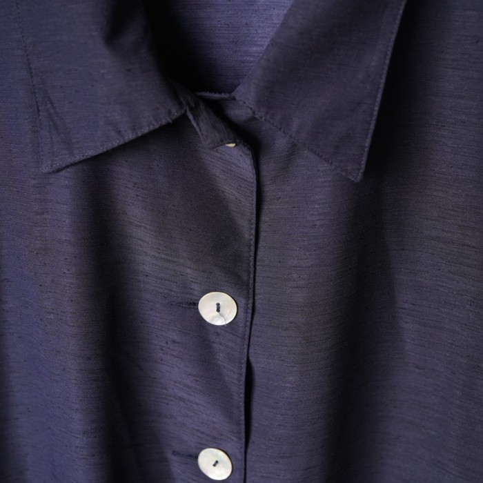 Unknown / Navy Color Poly Shirt / ネイビーカラーシャツ | Vintage.City 古着屋、古着コーデ情報を発信