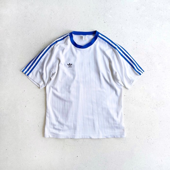 1980s adidas Football T-shirt WHITE×BLUE MADE IN YUGOSLAVIA 【XL】 | Vintage.City 古着屋、古着コーデ情報を発信