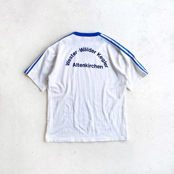 1980s adidas Football T-shirt WHITE×BLUE MADE IN YUGOSLAVIA 【XL】 | Vintage.City 古着屋、古着コーデ情報を発信