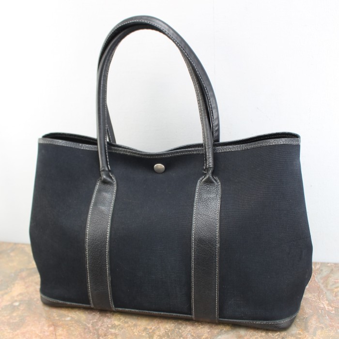 HERMES CANVAS LEATHER TOTE BAG MADE IN FRANCE/エルメスガーデンパーティーキャンバスレザートートバッグ | Vintage.City 빈티지숍, 빈티지 코디 정보