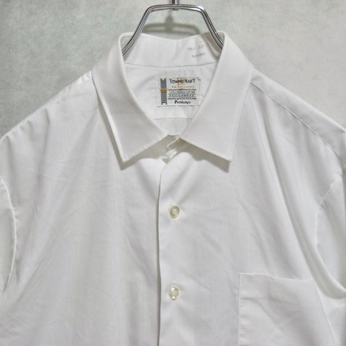 60s " towncraft " white cotton x poly l/s shirts | Vintage.City 古着屋、古着コーデ情報を発信